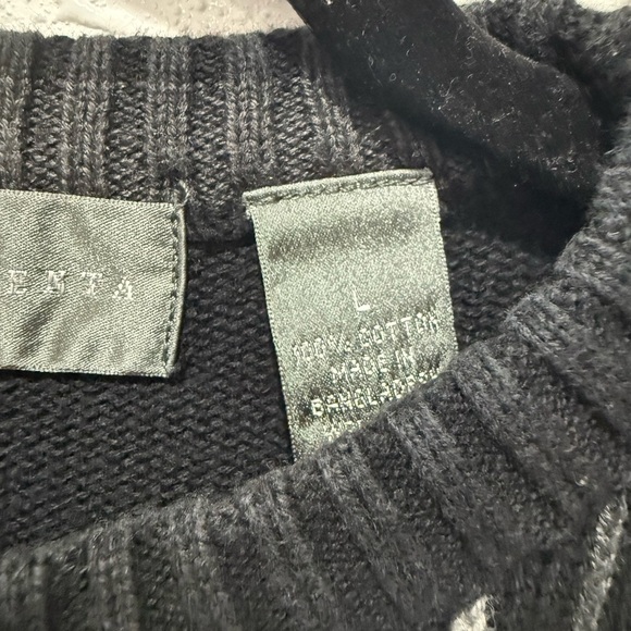 Oscar de la Renta 100% cotton Black and Gray Plaid Crewneck Sweater L - Picture 3 of 8